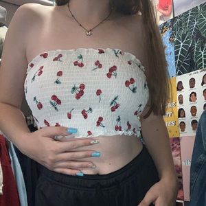 SHEIN cherry bandeau top